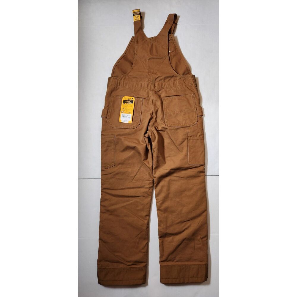 Carhartt Women’s Brown Insulated Bib Overalls Large Relaxed Fit - Picture 2 of 9